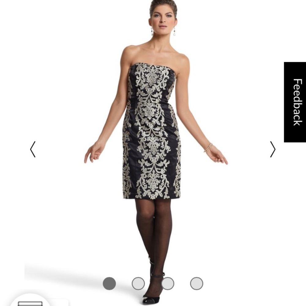 White House Black Market Baroque Embroidered Satin Mini Sheath Dress Sz.00